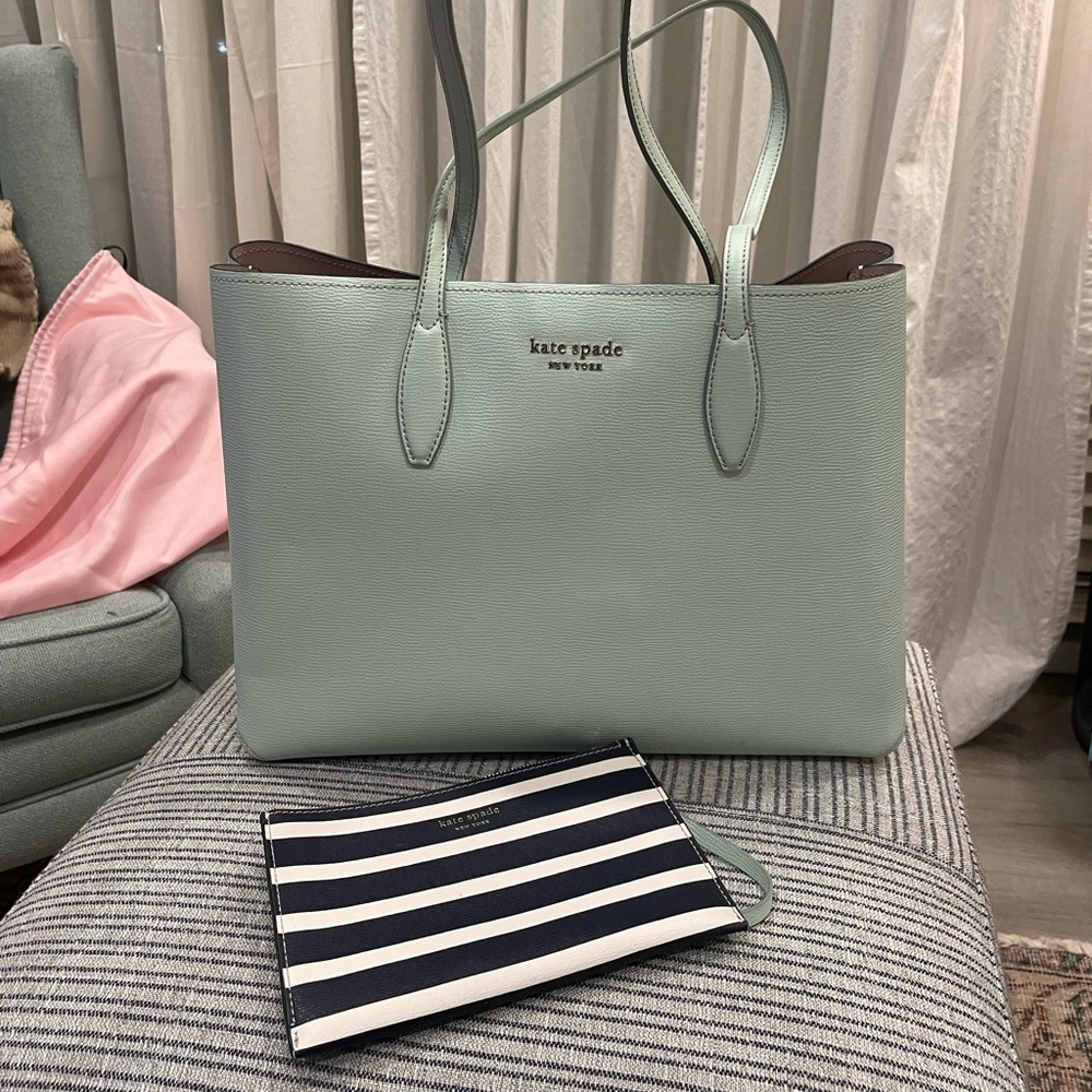 Mint Large Kate Spade Tote Bag + Wallet